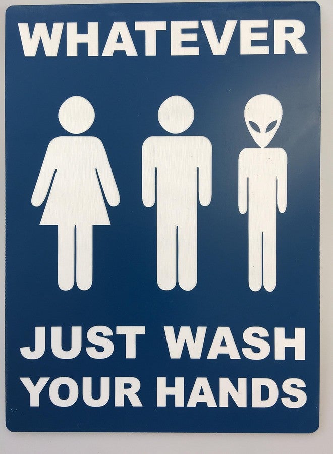 Maverick Advantage All Gender Restroom Sign - Plastic, 6x8 inches, Blue, Simple Style - Image 1